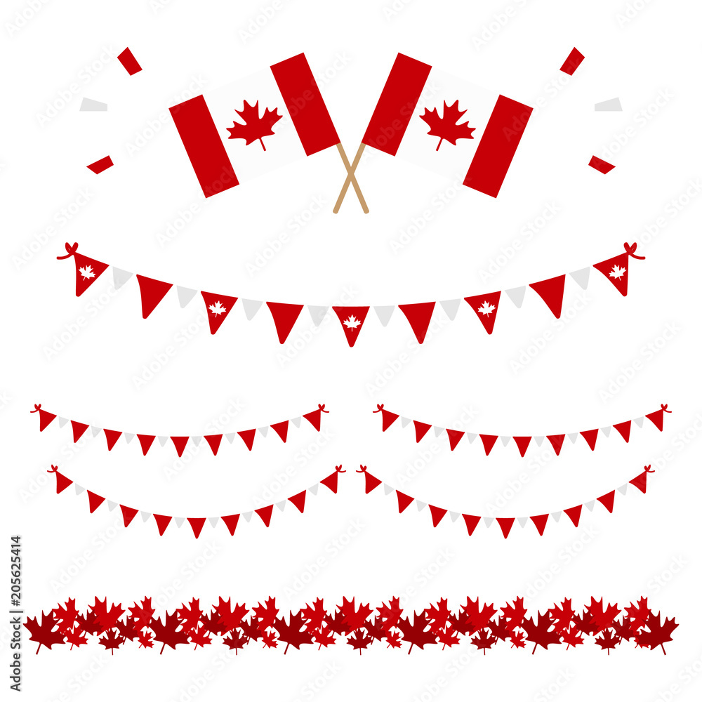 Obraz premium Set, collection of design elements for Canada Day and other canadian national holidays. 