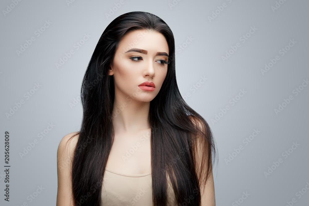 Brunette asian girl with long straight hair Brunette asian girl with long straight hair