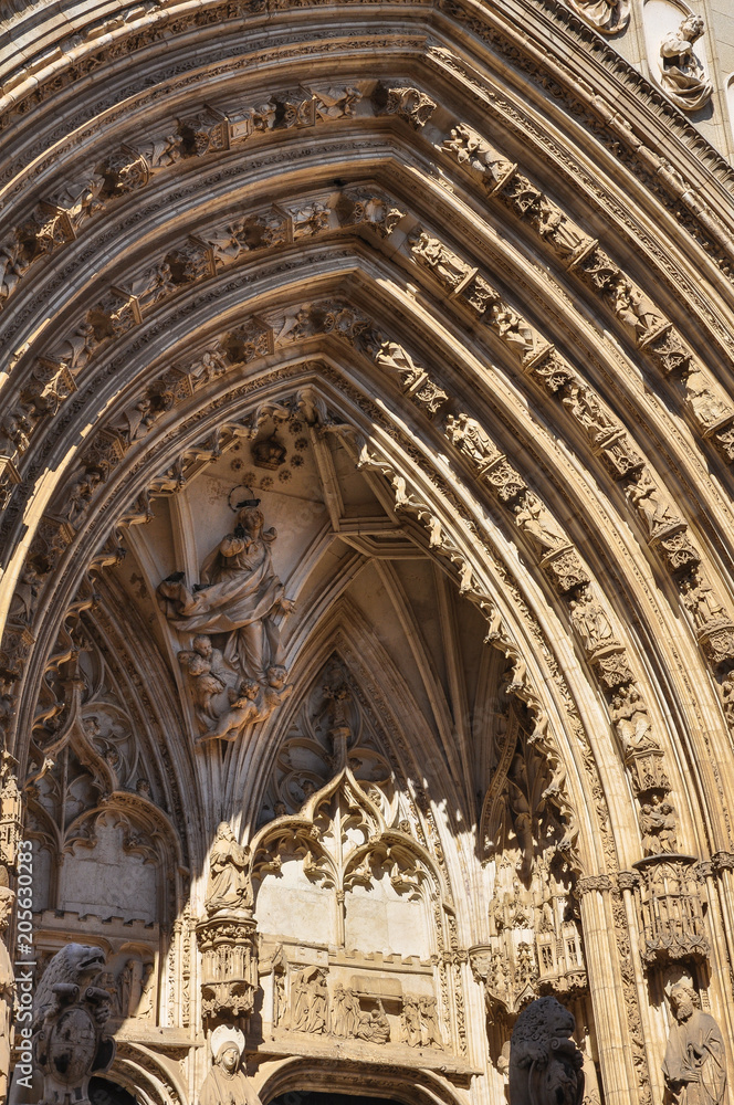 Puerta de los Leones de la catedral de Toledo, arquitectura gótica, España