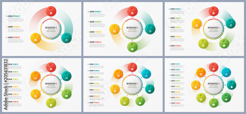 Rotating circle chart templates, infographic designs, visualizat