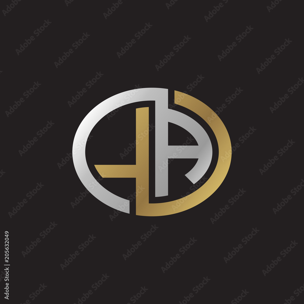 Initial letter LA, looping line, ellipse shape logo, silver gold color on black background Initial letter LA, looping line, ellipse shape logo, silver gold color on black background