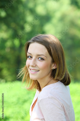 Portrait close up of young beautiful blonde woman