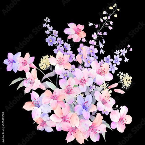 Bild auf Leinwand Watercolor rose peony flower