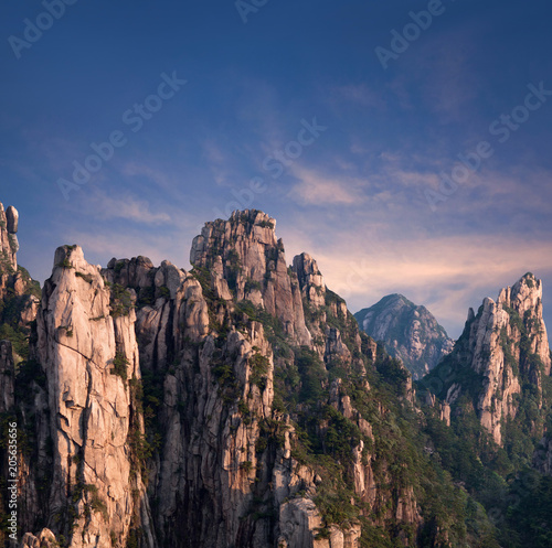 Huangshan Mountain at sunset, Yellow Mountain in Anhui province of China