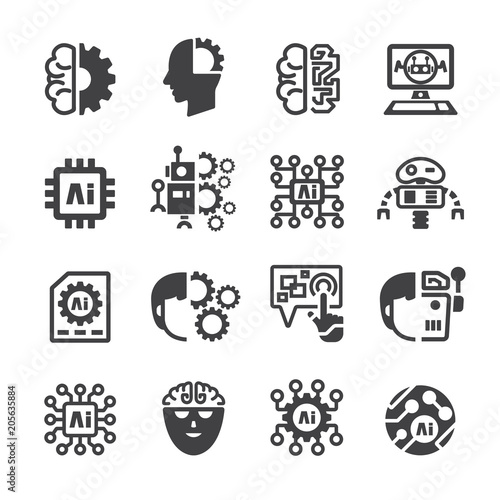 Artificial intelligence icon set
