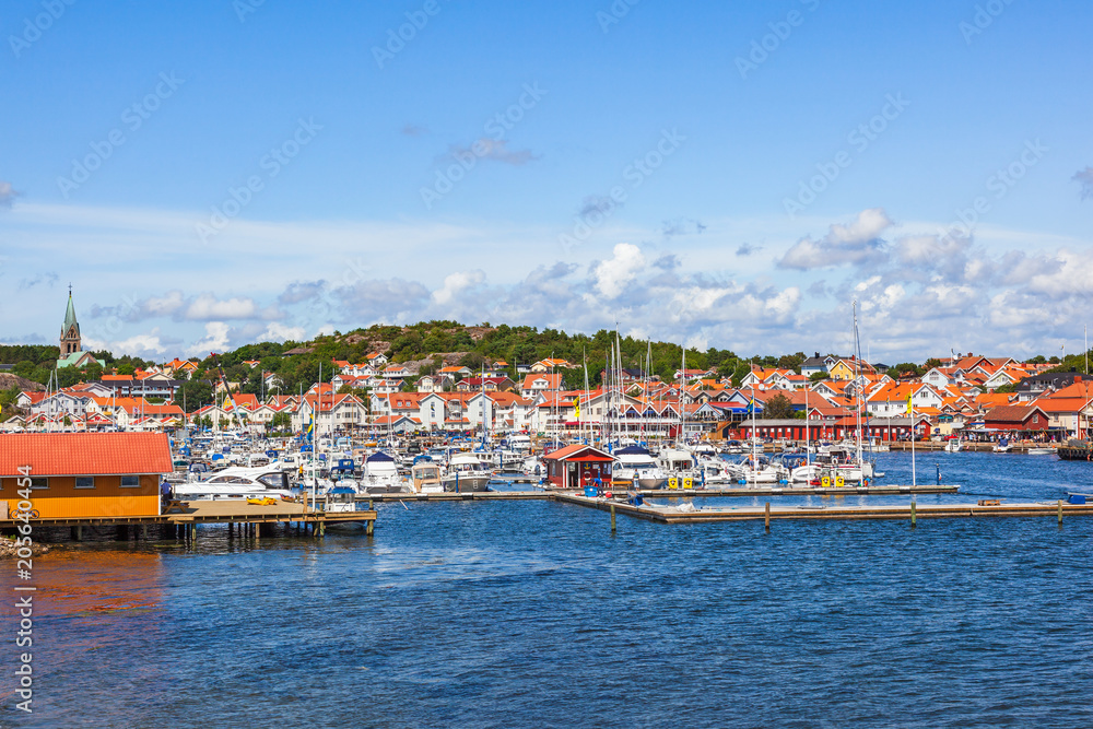 View of Grebbestad a fishing community on the Swedish west coast