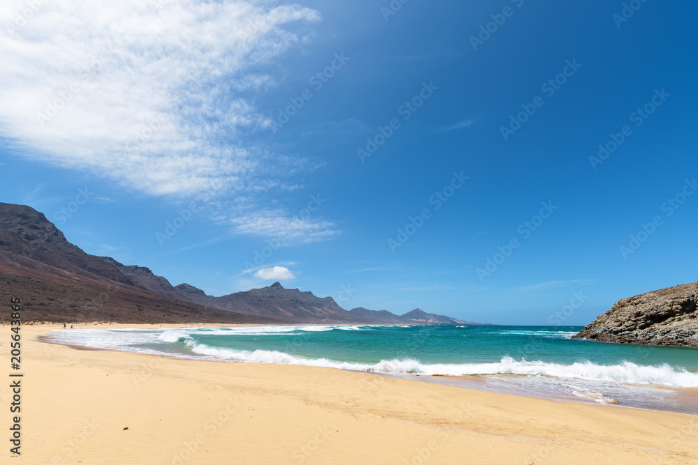 Partial view of Barlovento beach in Fuerteventura, Spain
