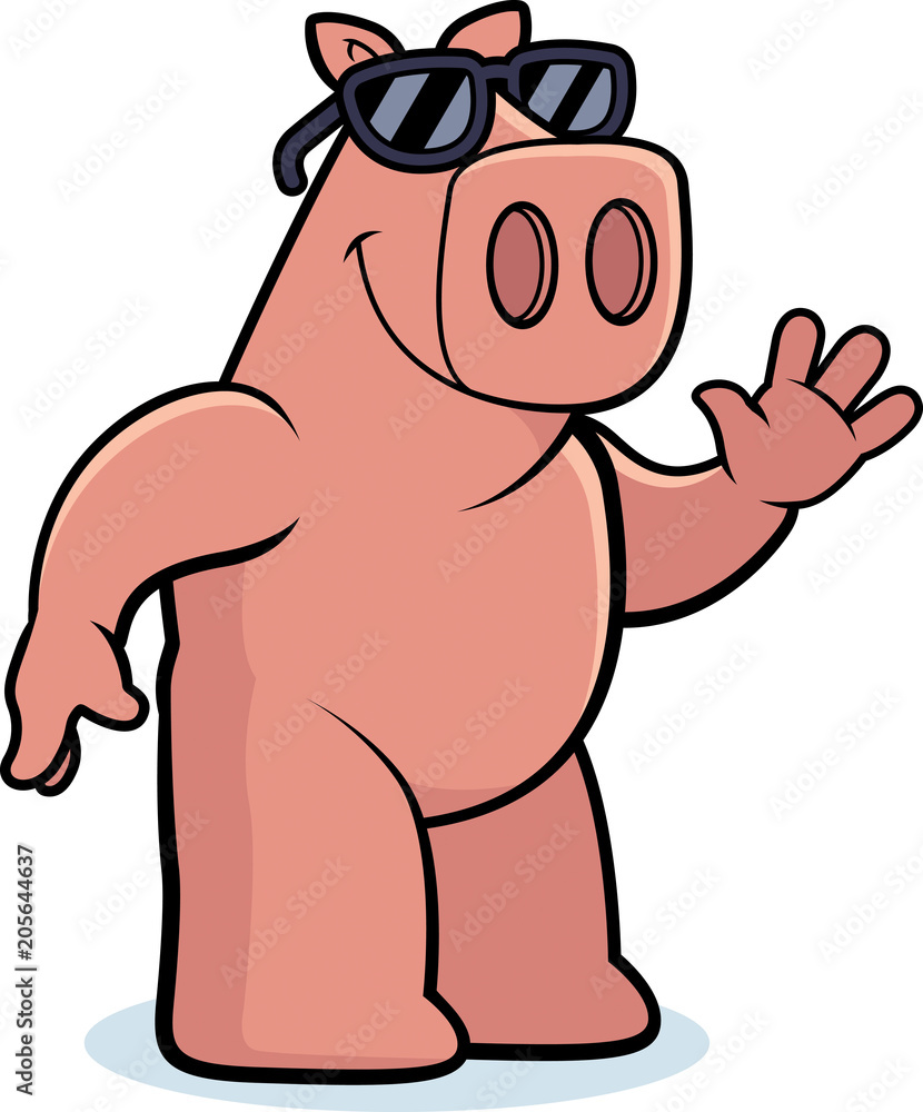 Fototapeta premium Cartoon Pig Sunglasses