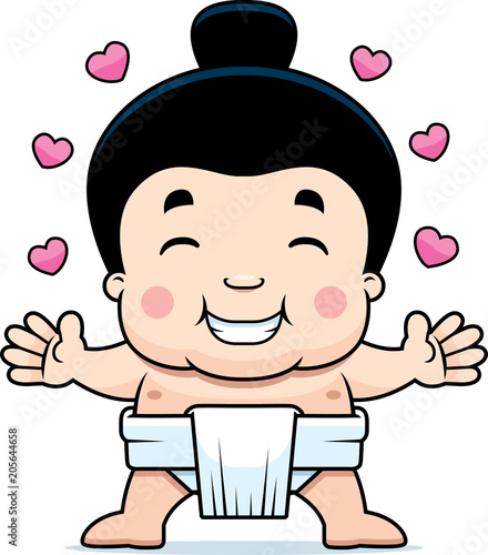 Cartoon Sumo Boy Hug