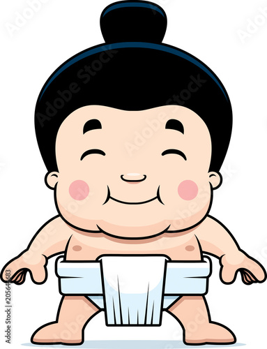 Cartoon Sumo Boy Smiling