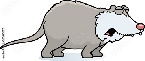 Cartoon Opossum Howling
