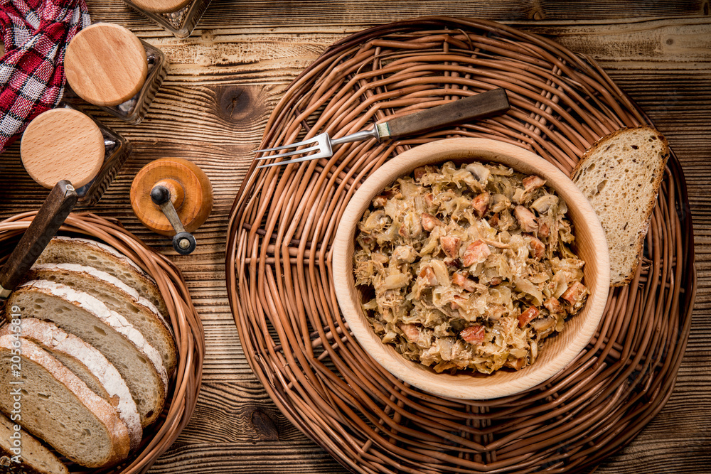 Bigos - stewed cabbage with meat,dried mushrooms and smoked sausage. Bigos - stewed cabbage with meat,dried mushrooms and smoked sausage.