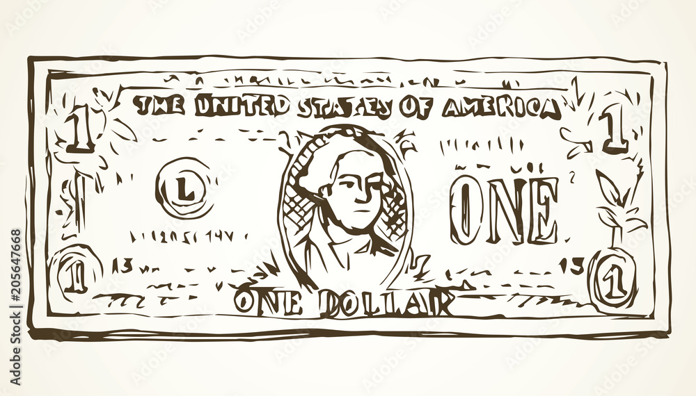 Fototapeta premium One dollar. Vector drawing