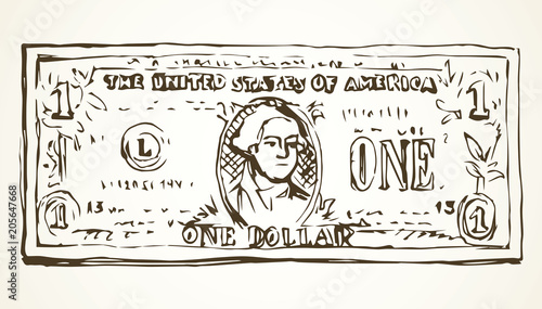 One dollar. Vector drawing