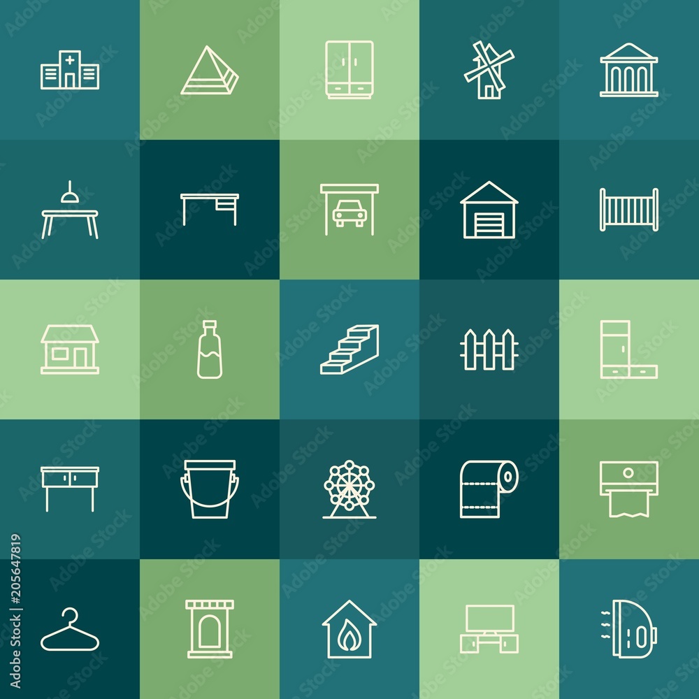 Modern Simple Set of buildings, furniture, housekeeping Vector outline Icons. Contains such Icons as old, hot, house, housework, closet and more on green background. Fully Editable. Pixel Perfect. Modern Simple Set of buildings, furniture, housekeeping Vector outline Icons. Contains such Icons as old, hot, house, housework, closet and more on green background. Fully Editable. Pixel Perfect.
