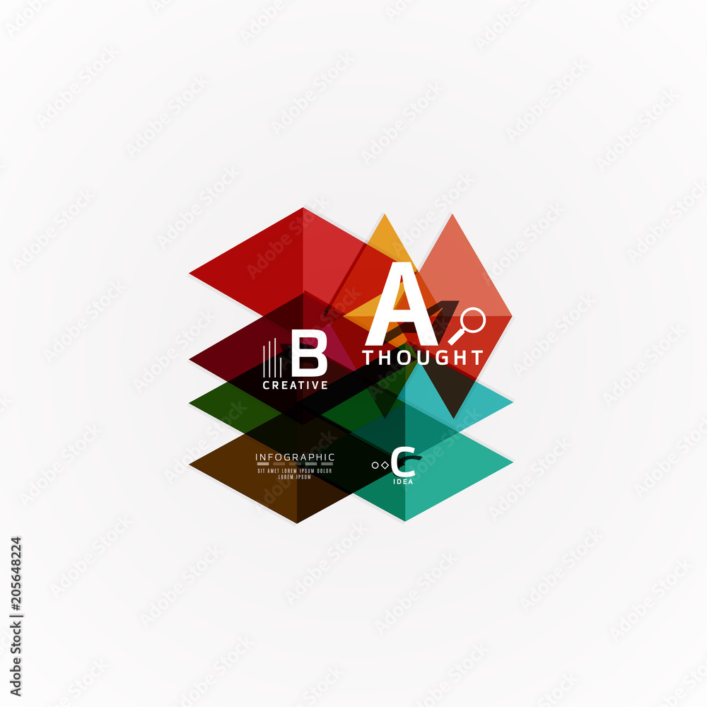 Abstract geometric option infographic banners, a b c steps process Abstract geometric option infographic banners, a b c steps process