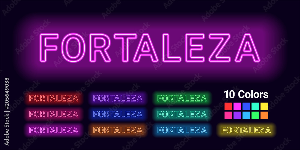 Neon name of Fortaleza city Neon name of Fortaleza city