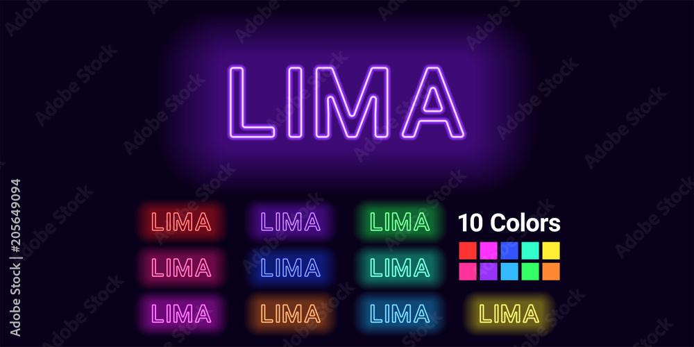 Neon name of Lima city Neon name of Lima city