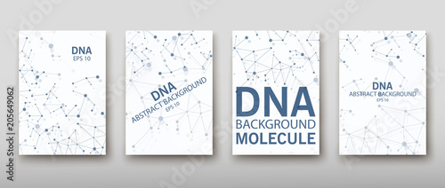 DNA abstract geometric background, layout in A4 set technology brochure flyer design template vector shadow