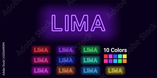 Neon name of Lima city