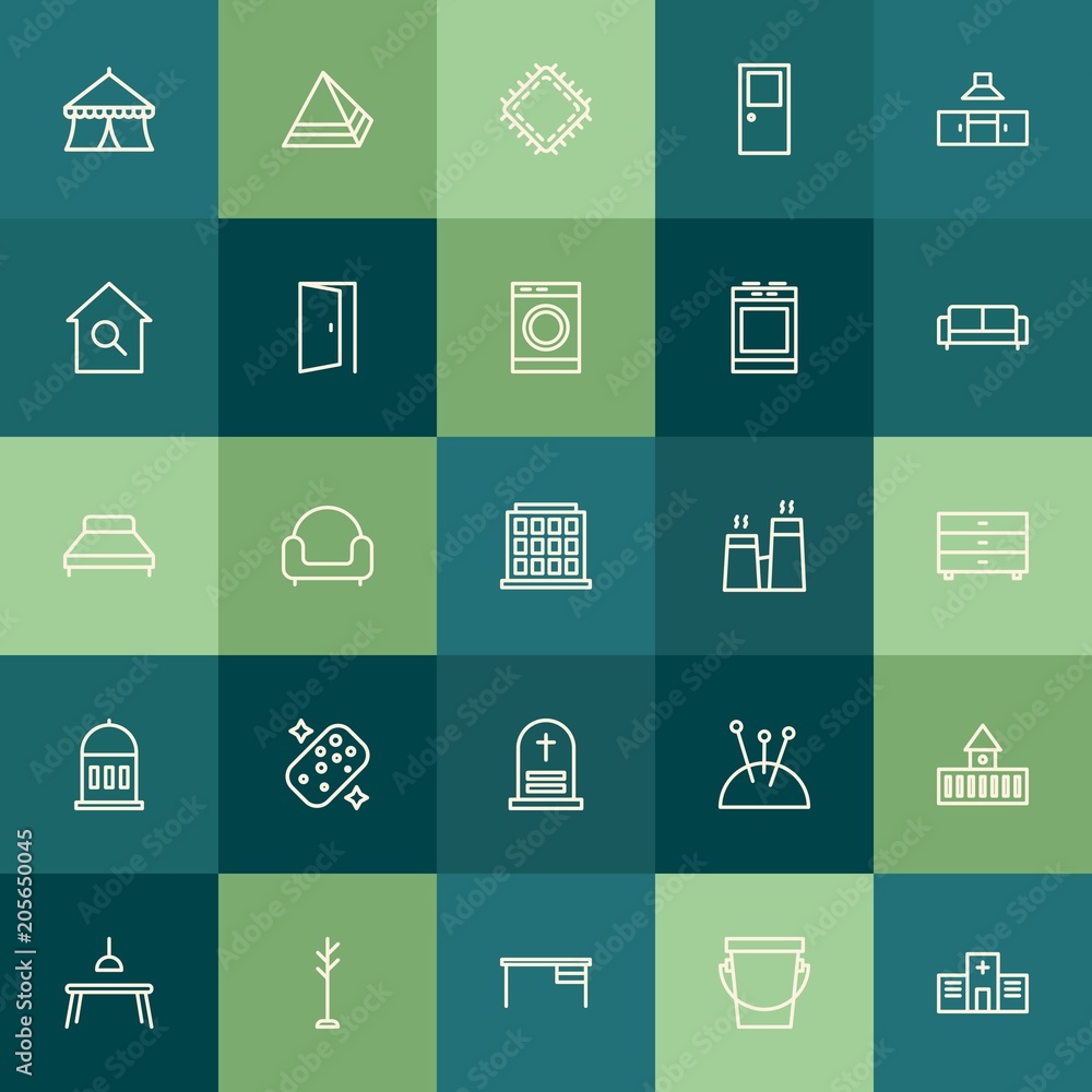 Modern Simple Set of buildings, furniture, housekeeping Vector outline Icons. Contains such Icons as medieval, cushion, work, business and more on green background. Fully Editable. Pixel Perfect. Modern Simple Set of buildings, furniture, housekeeping Vector outline Icons. Contains such Icons as medieval, cushion, work, business and more on green background. Fully Editable. Pixel Perfect.