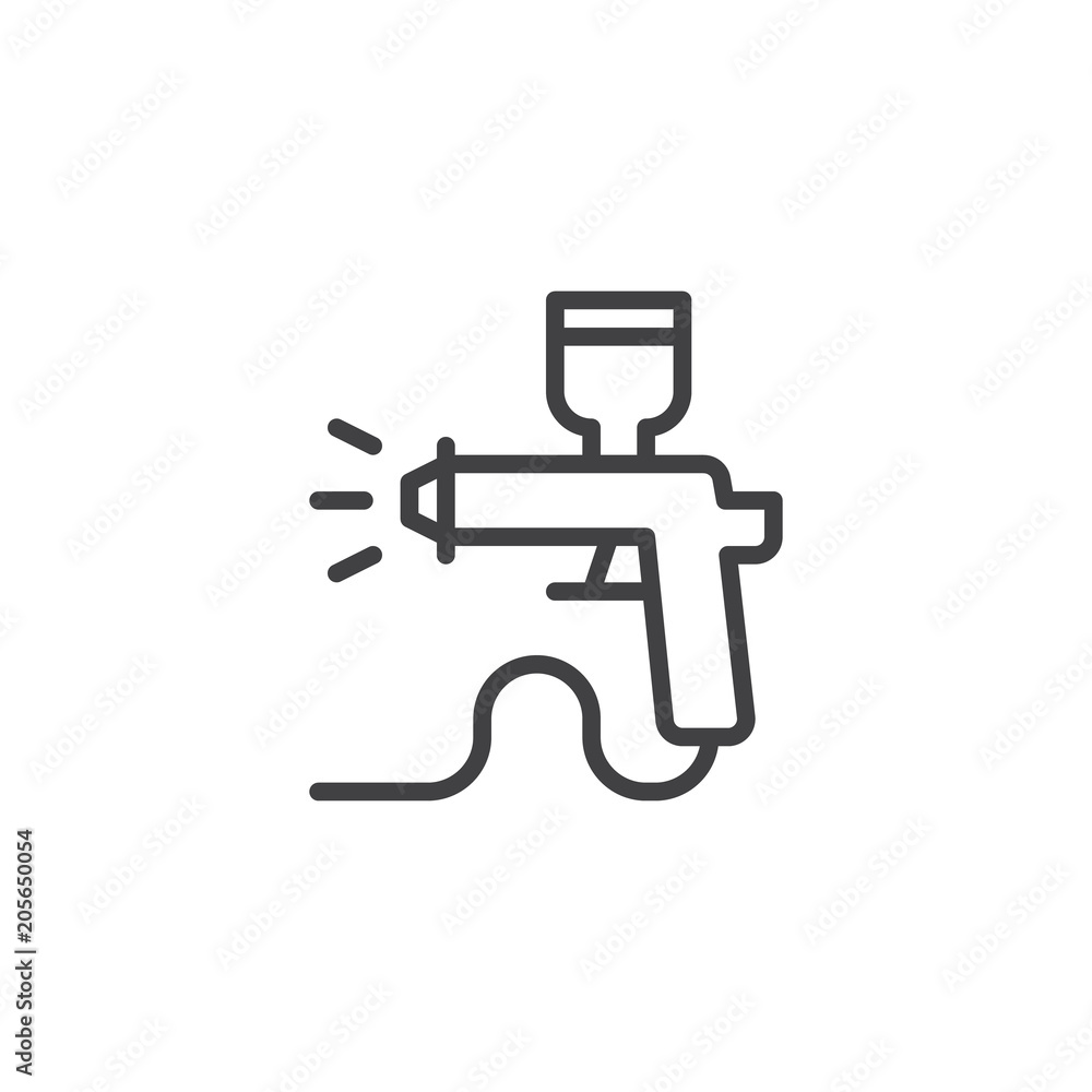 Paint spray gun outline icon. linear style sign for mobile concept and web design. Airbrush car paint simple line vector icon. Symbol, logo illustration. Pixel perfect vector graphics Paint spray gun outline icon. linear style sign for mobile concept and web design. Airbrush car paint simple line vector icon. Symbol, logo illustration. Pixel perfect vector graphics