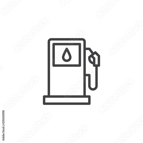 Gas station outline icon. linear style sign for mobile concept and web design. Gasoline pump nozzle simple line vector icon. Symbol, logo illustration. Pixel perfect vector graphics