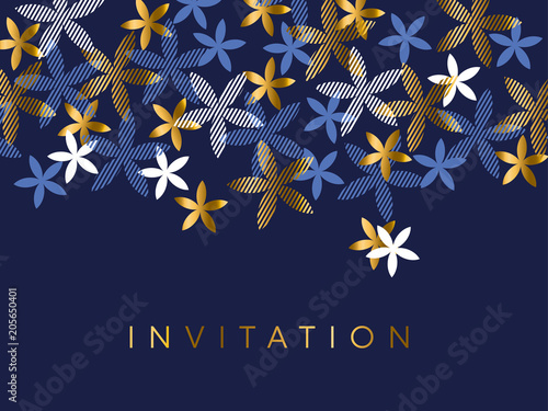 Elegant blue and gold flora...