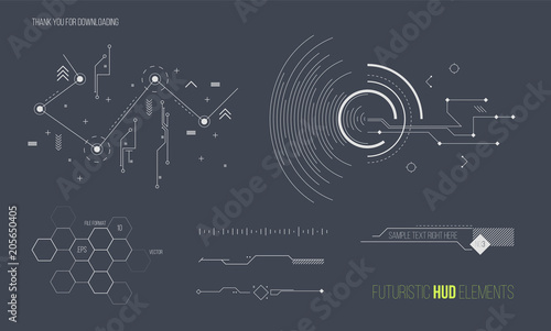 Futuristic HUD elements vector collection. Space technology background graphic design objects.