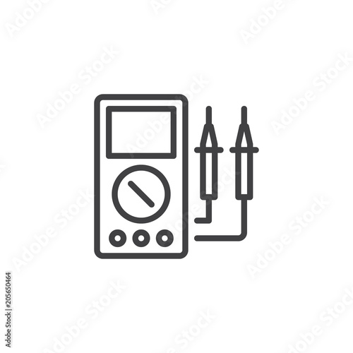 Voltmeter outline icon. linear style sign for mobile concept and web design. Electrical Test Meter simple line vector icon. Symbol, logo illustration. Pixel perfect vector graphics