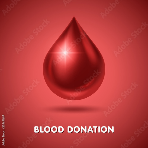 World blood donor day poster. Realistic blood drop. Vector Illustration