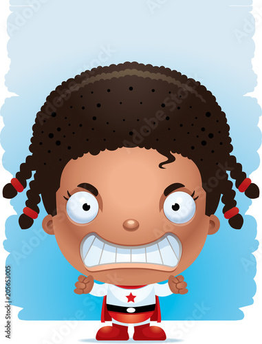 Angry Cartoon Girl Superhero