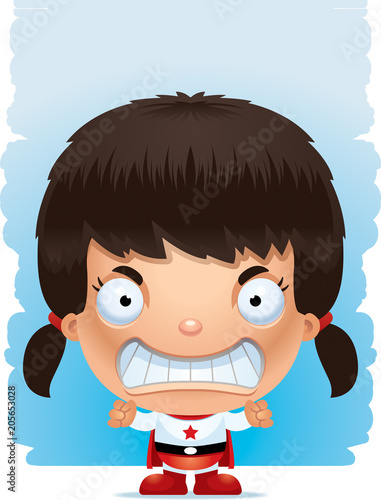 Angry Cartoon Girl Superhero