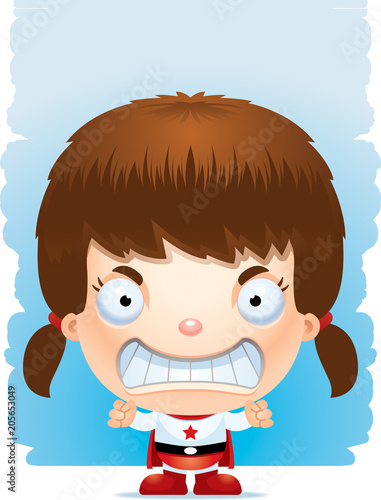 Angry Cartoon Girl Superhero