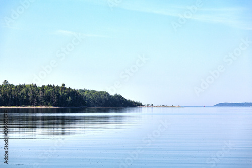 Distant view of the peninsula of Sears Island in the summertime.