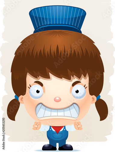 Angry Cartoon Girl Conductor