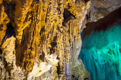 limestone pillars inside cave