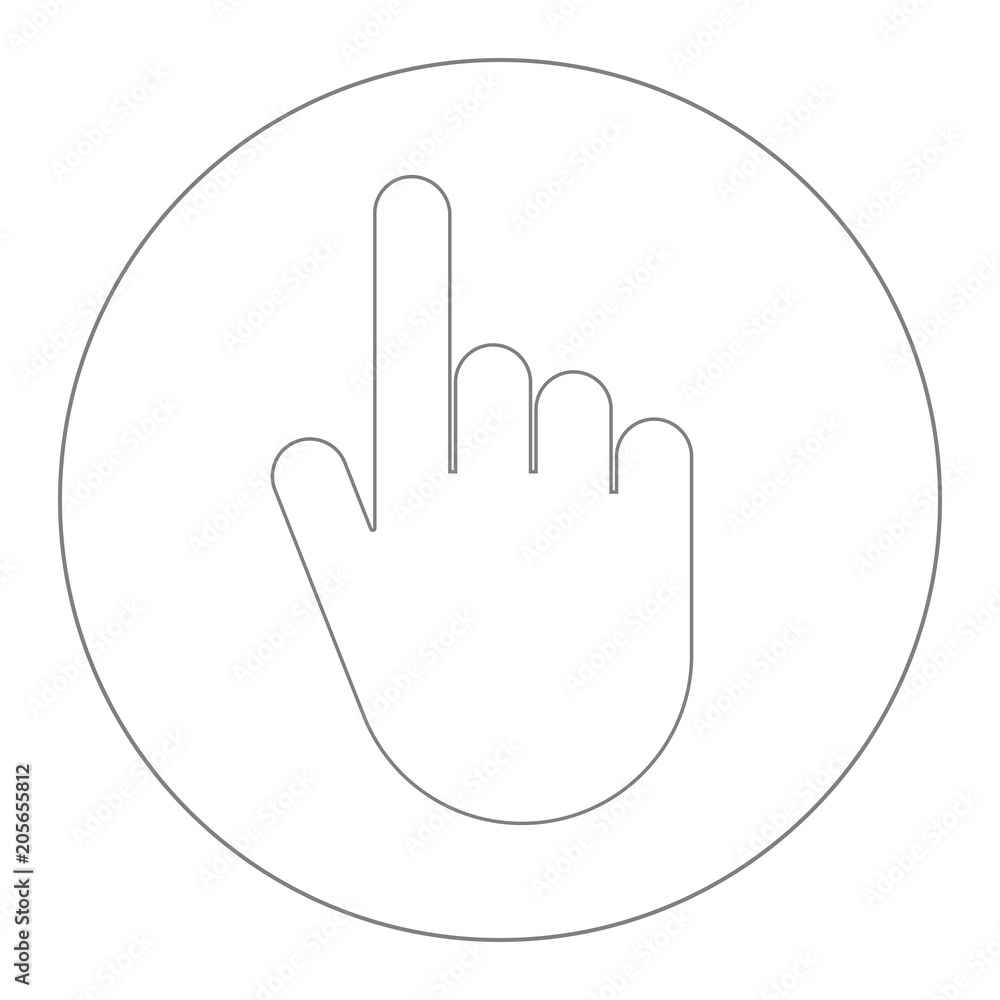 Click finger icon. Push button. Outline. Vector. Click finger icon. Push button. Outline. Vector.