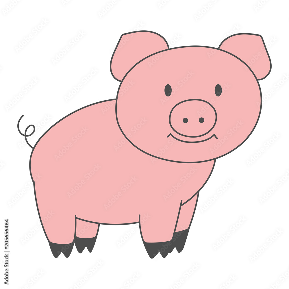 Pink pig silhouette. Piggy, piglet drawing. Vector illustration. Pink pig silhouette. Piggy, piglet drawing. Vector illustration.
