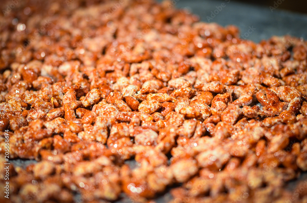 roasted peanuts close up view