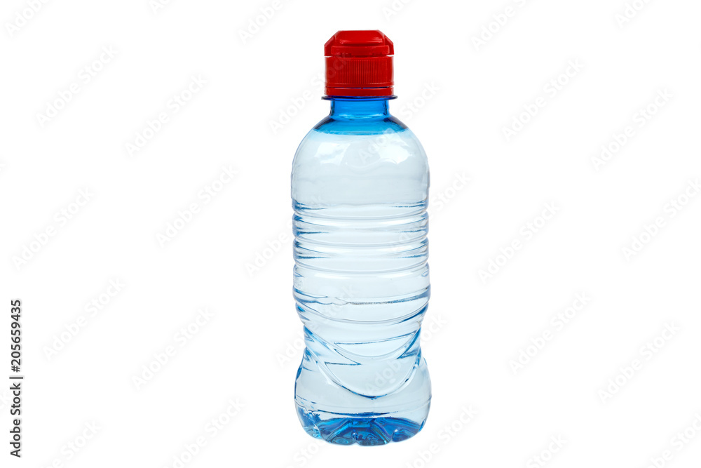 closed plastic bottle with water on white background closed plastic bottle with water on white background