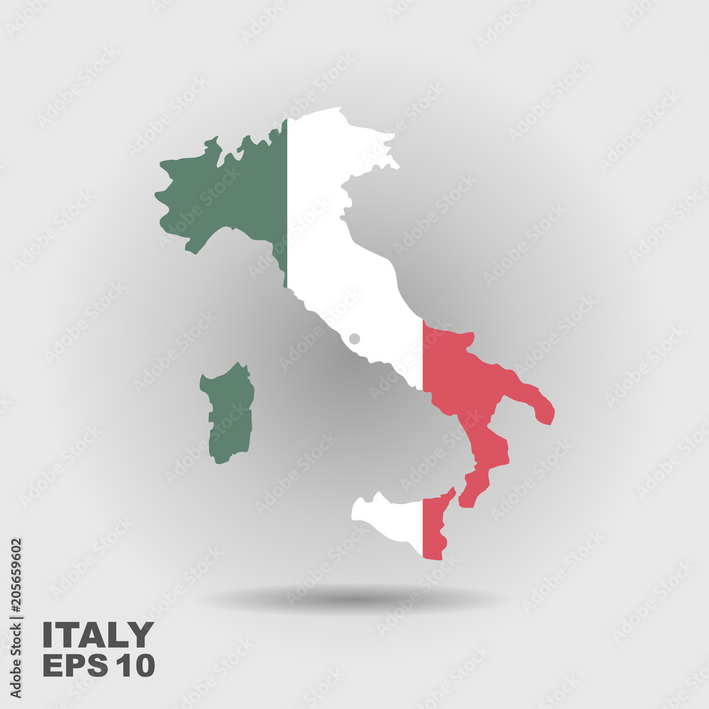Obraz premium Italy map with flag inside