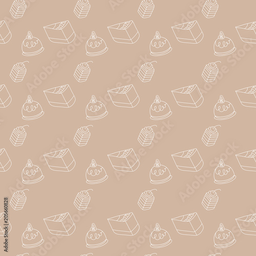 Food Pattern Seamless Background, Bakery, Dessert And Cakes © lisheng2121