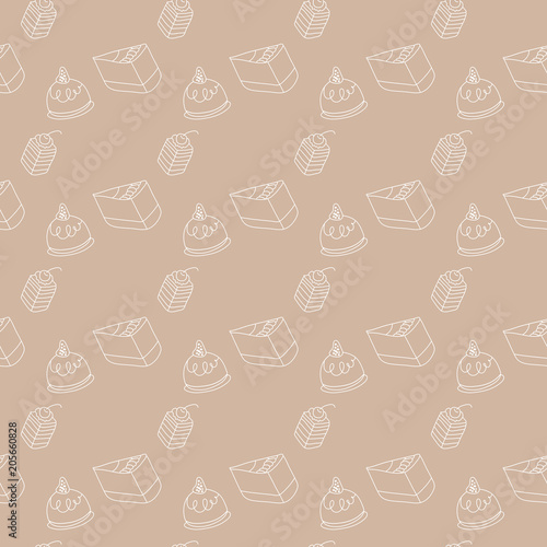 Food Pattern Seamless Background, Bakery, Dessert And Cakes