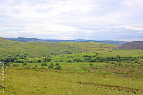 Welsh hills by a coal mine slag heap