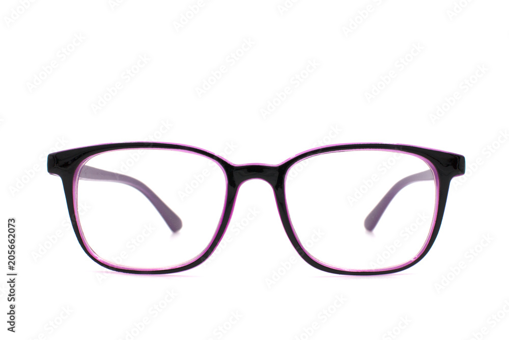 Fototapeta premium Thick black glasses on white background