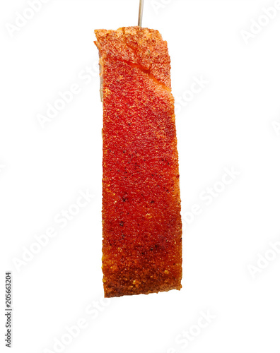 Famous Asian Gourmet series - Hanging cantonese style roast pork isolated on white  photo