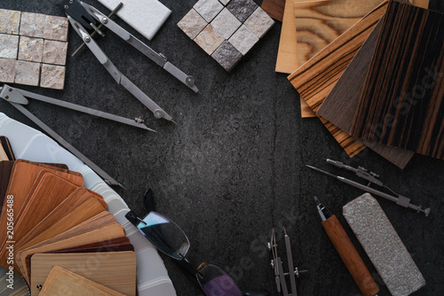 Fotografia house design ideas concept with sample of natural material option for clients ma