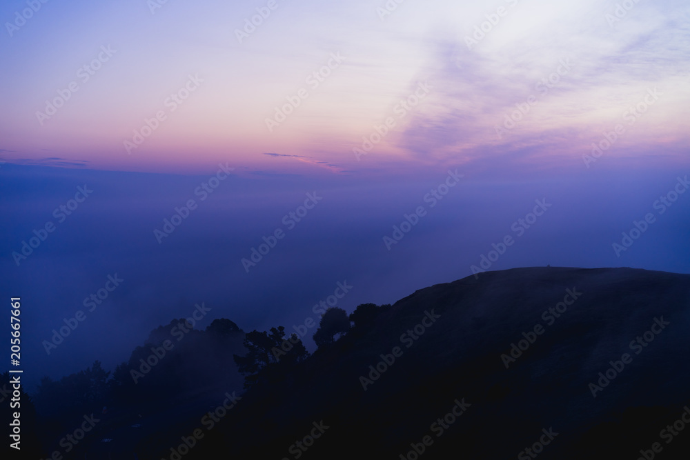 Purple sunrise atop Bernal Hill