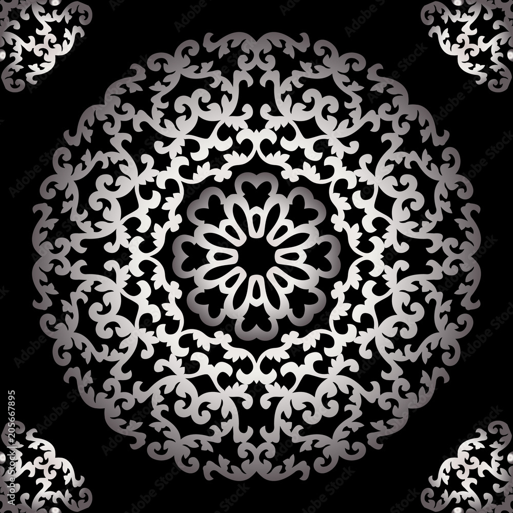 Oriental ornament. Element for design. Can be used for wallpaper, background, surface textures. Vector damask seamless pattern background. Elegant luxury texture for wallpaper
